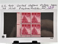 #907 UN  VICTORY ISS 2C MINT PRISTINE STAMP BLOCK