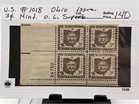 #1018 OHIO ISS STAMP BLOCK OG W PL#