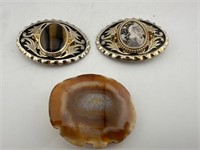 Agate and Cats eye belt buckles