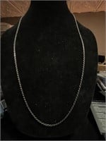 Vintage Sterling Silver Long Rope Necklace