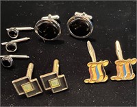4 Vintage Cuff Link Pairs One Pair 10kt Gold
