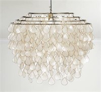 Teardrops Capiz Chandelier Above Bathtub,