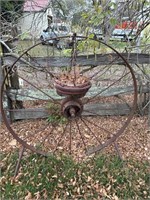 Garden Art Cart Wheel Pot Plant Holder. Wheel