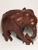 Vintage Carved Asian Dark Wood Elephant E
