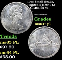 1965 Small Beads, Pointed 5 Canada Dollar KM# 64.1