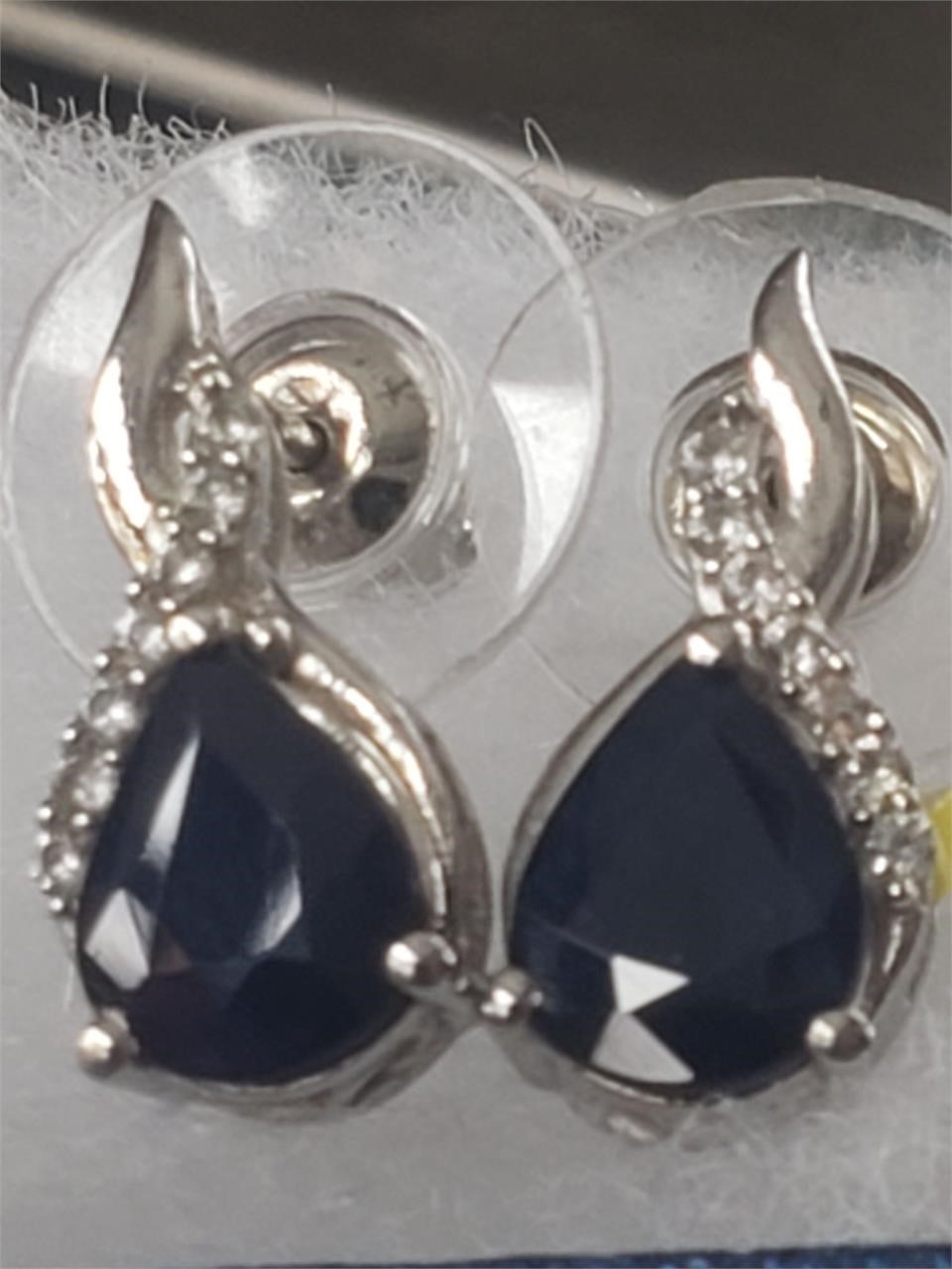 New Platinum over .925 Sapphire Earrings