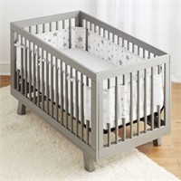 Breathable Baby Crib Liner- Grey Stars