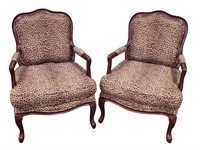 2 Chippendale Style Chairs with Leopard Print
