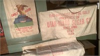 (3) Vintage Fabric Canvas Seeds & Sugar Bags