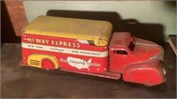 Vintage Tin Metal Highway Express Toy Van Truck