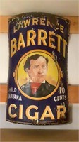 Antique Metal Lawrence Barrett Cigar Sign