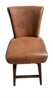 Set Of 2 Brown Leather Counter Stools