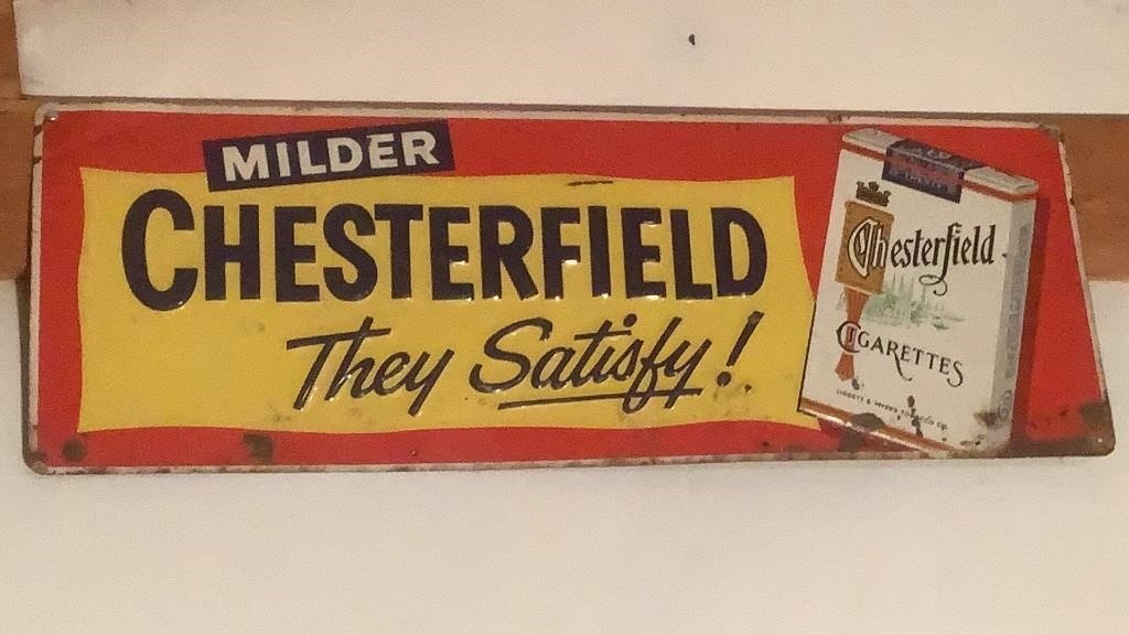 Vintage Metal Chesterfield Cigarettes Sign
