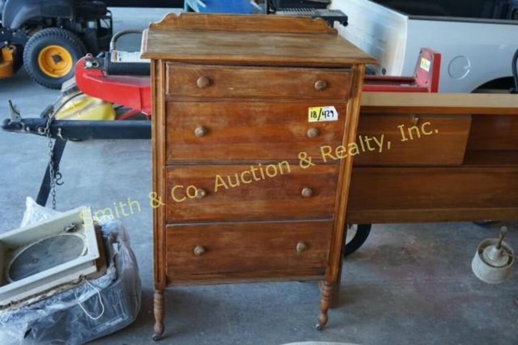 OLD 4 DRAWER ROLLING DRESSER