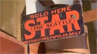 Vintage The Seattle Star Double Sided Metal Sign