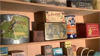 Shelf Of Vintage Food Tins & Ateco Cookie Moulds