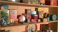Shelf Of Vintage Food & Soap Tins & Boxes