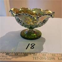 Imperial Green Carnival Glass Dish