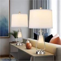 AKASUKI 25" Silver Metal Table Lamps For Bedrooms