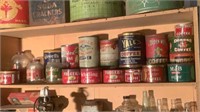 Shelf Of Vintage Coffee Tins & Jars