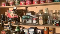 Shelf Of Vintage Kitchen Gadgets & Jars