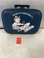Going To Grandma's Vintage Blue Suitcase