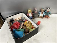 Box of Barbie Doll Vintage Clothing & 4 Beanbag
