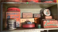 Shelf Of Vintage Candy & Nuts Tins & Boxes