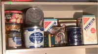 Shelf Of Vintage Food Tins & Jars