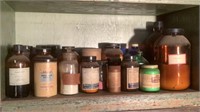 Shelf Of Antique & Vintage Bottles & Jars