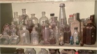 Shelf Of Vintage & Antique Glass Bottles