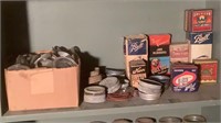 Shelf Of Antique Mason Jar Lids, Ring & Seals