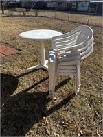 Round Plastic Patio Table w/ 4 Chairs