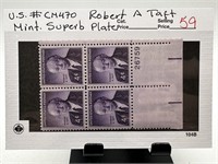 ROBERT A TAFT MINT SUPERB PLATE BLOCK