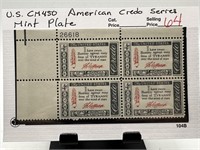 AMERICAN CREDO SERIES STAMP BLOCK W PL#