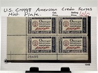 AMERICAN CREDO SERIES MINT PLATE BLOCK W PL#