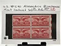 #C40 ALEXANDRIA BICENTENNIAL STAMP BLOCK OG