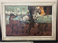 Framed Horse Painting By Kern