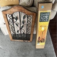 Wall Decor Hanger & Box of Garden Candle Sticks