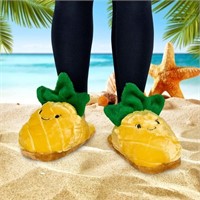 NEW 2 Pairs Funziez Pineapple Fuzzy Fruit Slippers
