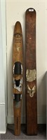 Pair Of Antique Wooden Skis And Northland Slalom