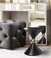 Modern Black and Gold Drum Side Table