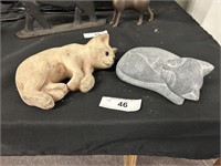 Pair Of Carved Stone Cats