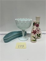 Floral Vases & Santa Anita Saucers w/ Goblet