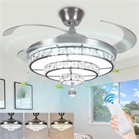 NEW $253 DLLT Crystal Ceiling Fan with Light, 36W