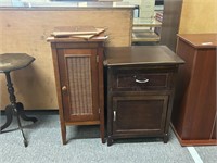 Pair Small Storage Cabinets, Wicker: 13x13x30.5H