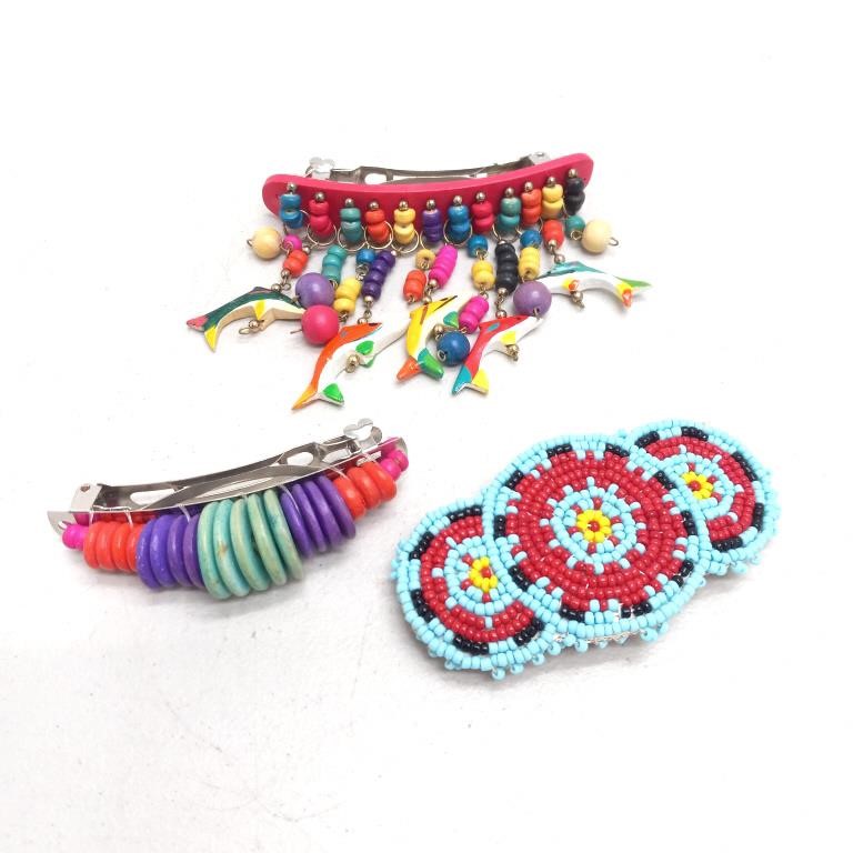 Three hair clips beads