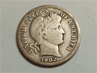 OF) 1902 silver Barber dime