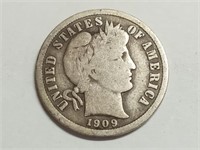 OF) 1909 silver Barber dime