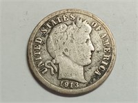OF) 1913 silver Barber dime
